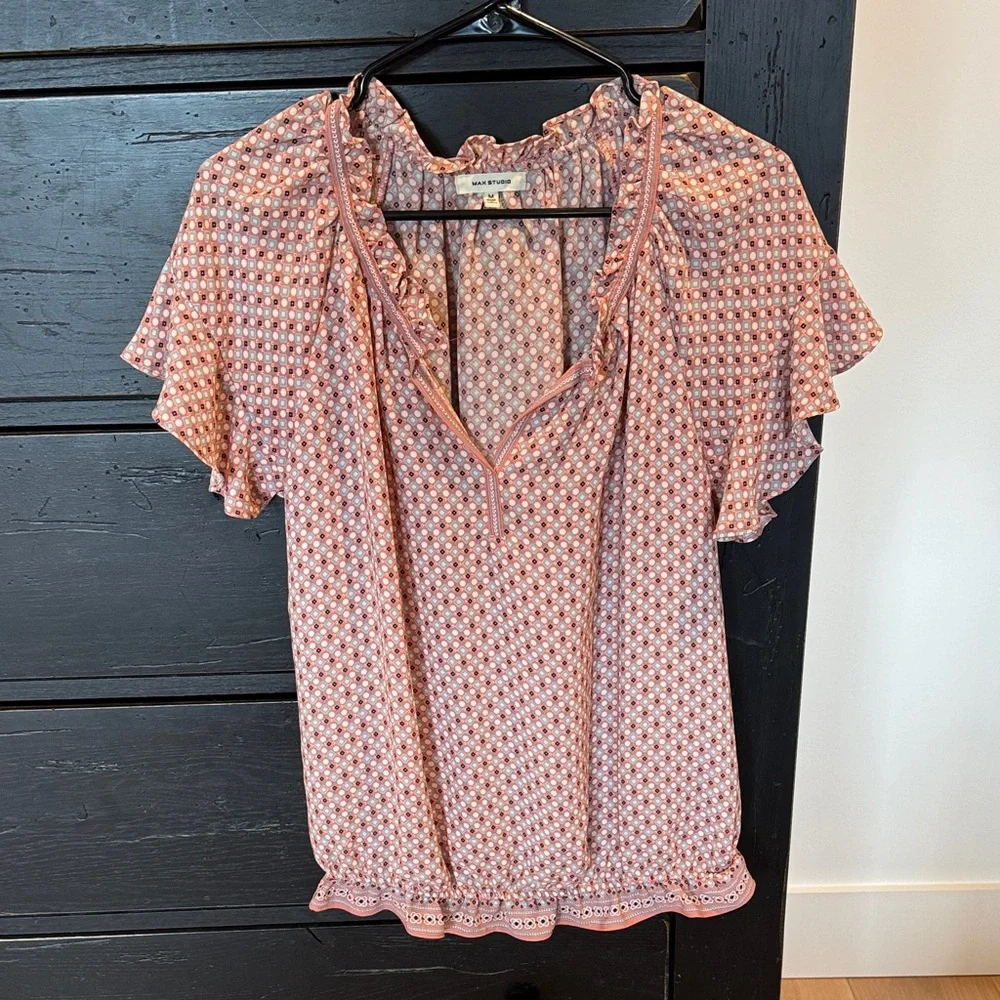 Max Studio Lightweight Short Sleeve Blouse